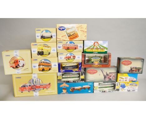 18 x Corgi diecast models, including: four steam models, including Vintage Glory of Steam and Dibnah's Choice; four fire vehi