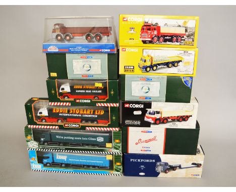 Twelve boxed Corgi diecast truck models including three from their limited edition  'Premium' range, 10103 ERF V 'Ken Thomas'