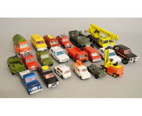 Twenty unboxed Dinky Toys diecast models  including Military, Emergency and Commercial Vehicles and a 'Vote for Somebody' Min