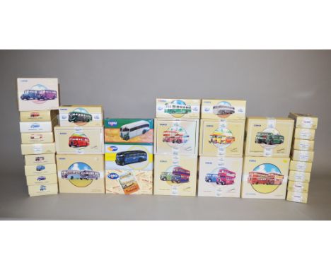 Thirty one boxed Corgi diecast models, mainly buses and coaches, from the 'Classics'  range. Overall models appear G/VG in pa