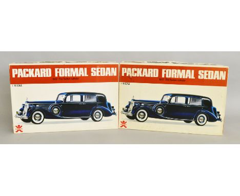 Two Bandai Classic Car Series 13 1:16 scale Packard Formal Sedan 1937 The Twelve Cylinder plastic model kits. Both appear uns