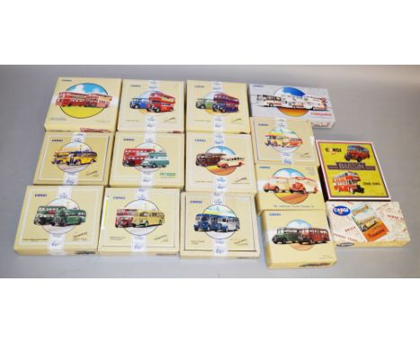 15 x Corgi diecast model buses, mostly gift sets. Boxed, G-VG.