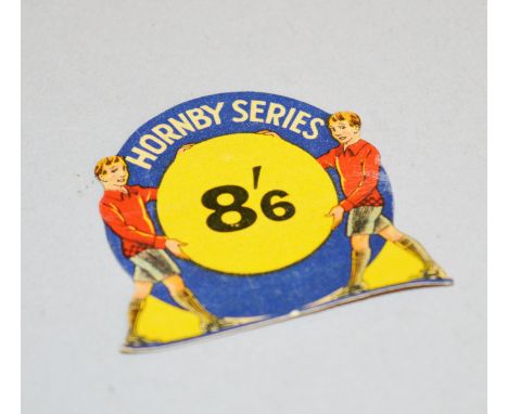 A scarce vintage  'Hornby Series' price label on thin card measuring approximately 5cm square at its widest and highest point