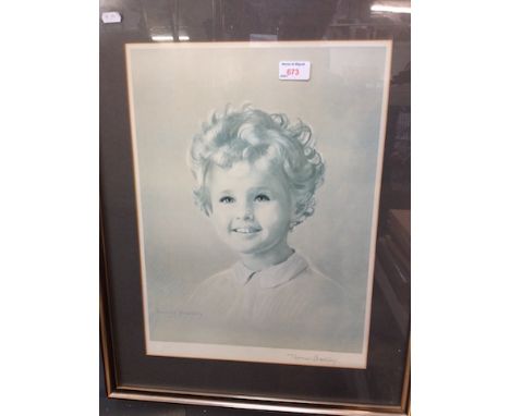 PORTRAIT PRINT SIGNED THOMAS BRADLEY 43CM X 42CM    R