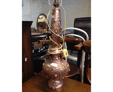 COPPER EASTERN LAMP. H49CM WITHOUT SHADE