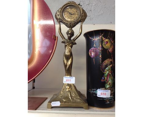 BRASS CLOCK FIGURE 36CM     D5