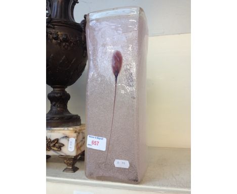 GLASS SQUARE VASE 30CM     F5