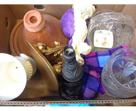 BOX OF GLASS, LAMP, ETC    LTO