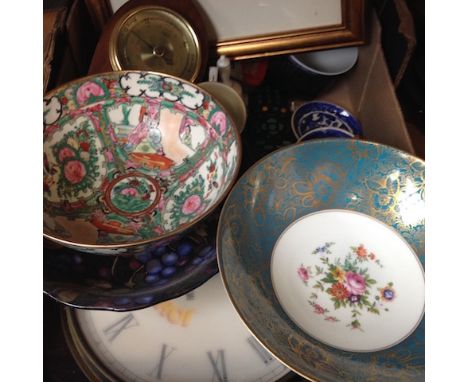 BOX POTTERY, PICTURE, CLOCK ETC   E1