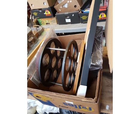 A BOTTLE RACK, PICTURES, CLOCK