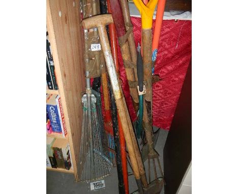 A mixed lot of garden tools.  (collect only).