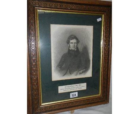 A framed and glazed portrait of Sir Joseph Banks, 1743 - 1820. ****Condition report**** There is nothing on the back.It's a f