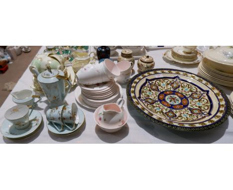 A large Swedish wall plaque by Rörstrand; 2 small pieces of Japanese pottery; 2 pieces of cloisonné; a Foley 21 piece tea ser