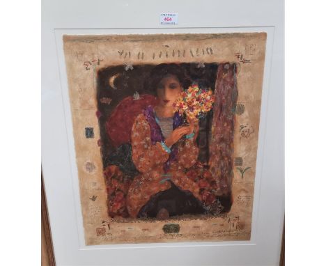 Roy Fairchild-Woodard (b 1953): "So Far Away", artist's proof mixed media serigraph, 20/465, 21.5" x 17.5"/ 55 x 44 cm, frame