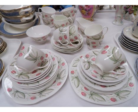 A Susie Cooper "Wild Strawberry" part tea set, 40 pieces approx 