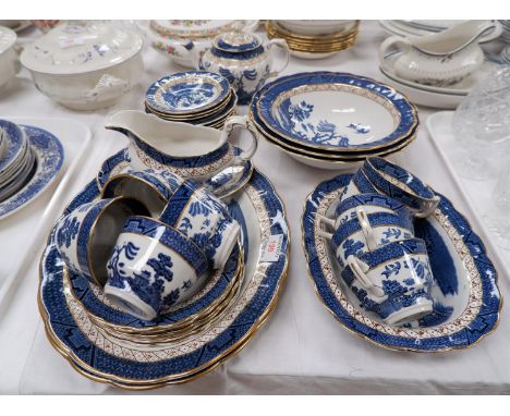 A Booths Old Willow pottery tea and dinner service, approx 50 pieces 