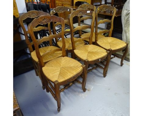 A set of 6 French oak ladder-back chairs 