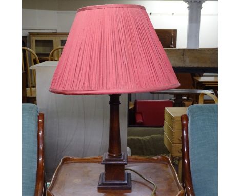 A Laura Ashley turned wood table lamp and shade, height to top of shade 48cm 