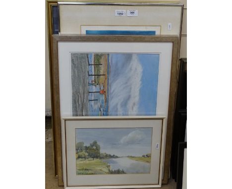 Elizabeth Morris, coloured etching, seabirds, Gordon Wood, pastels, Ditton Cambridge, and 2 other pictures 