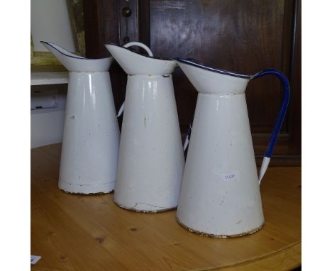 3 large enamel water jugs 