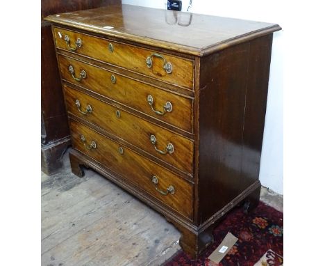 A George III mahogany chest of 4 long drawers, on bracket feet, W80cm, H82cm 