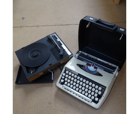 A Vintage Fidelity record player, and a Brother Deluxe 800 portable typewriter (2) 