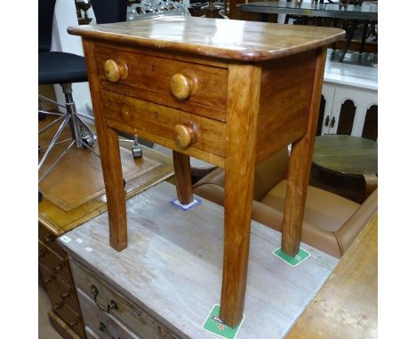 A Victorian mahogany lamp table with 2 frieze drawers, 60cm x 68cm 