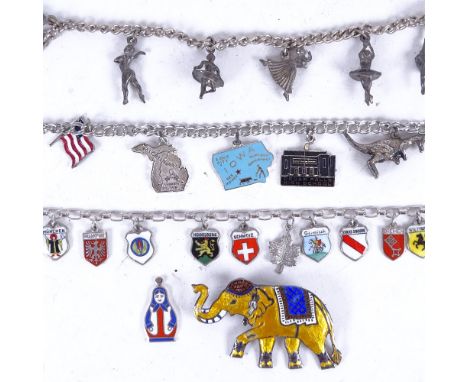 2 silver and enamel charm bracelets, a Persian silver and enamel elephant etc 