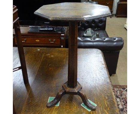 A Georgian oak wine table, on tripod base, H71cm 