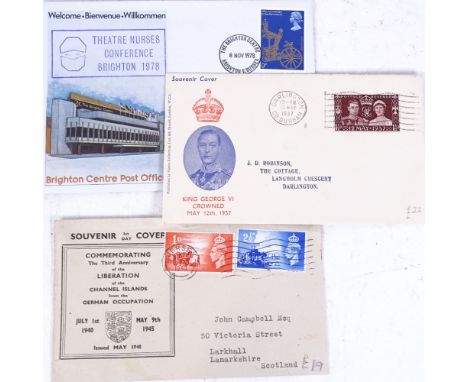 GB - 1937 illustrated Coronation First Day Cover, Jersey 1948 illustrated Liberation First Day Cover, and 1978 Brighton Nurse