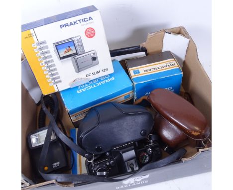 Praktica cameras and accessories, and a Kodak camera 