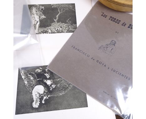 2 folios of Goya prints, and a scrap album of German/Austrian interest with K Baedeker letter 