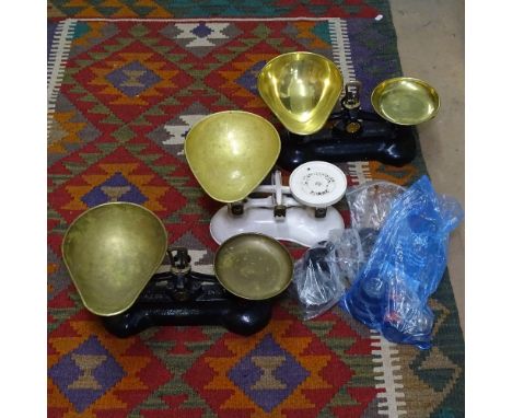 3 sets of Victorian grocer's balance scales 