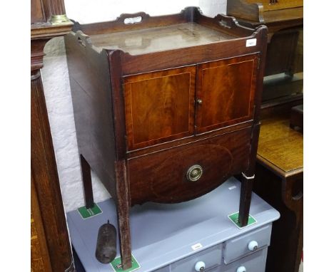 A George III mahogany night stand/commode, with panelled doors, W54cm, H79cm 