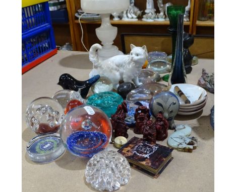 Paperweights, a NAO cat, miniature Buddhas, photo album, and other interesting items 