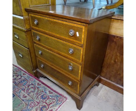 An Edwardian satinwood cross-banded chest of 4 drawers, bracket feet, W61cm, H77cm 