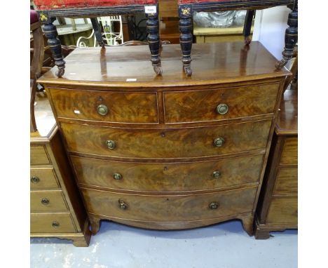 A 19th century mahogany bow-front 5-drawer chest, on bracket feet, W103cm 