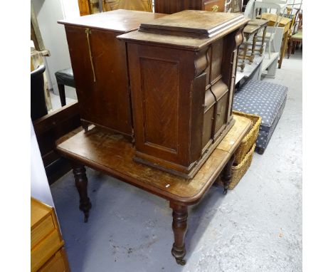 A Vintage oak-cased Singer treadle sewing machine, a Victorian mahogany dining table, and a 19th century mahogany commode 