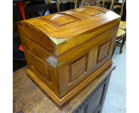 A small Indian hardwood and brass-bound dome-top trunk, W45cm, H38cm 