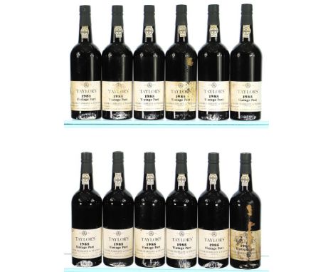 1985 Taylor's, Vintage Port 12x75cl  Damaged labels 