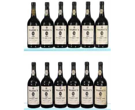 1985 Warre's, Vintage Port OWC (water damaged) 12x75cl Damaged labels  