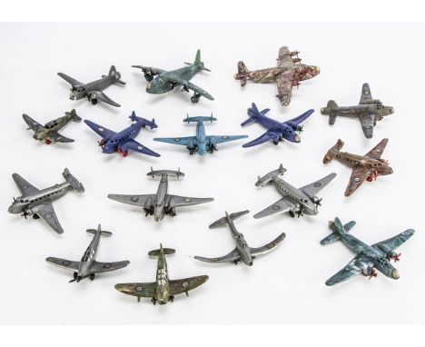 Palitoy Plastic Aircraft, Flying Boat (2), Lockheed Bomber (6), Wellington Bomber (4), Spitfire (3), Defiant Fighter, P-G, so