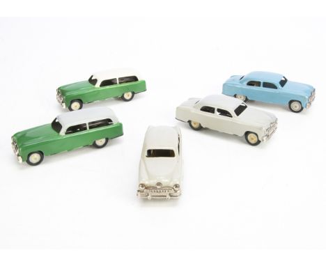 AMB Marchesini Tinplate Friction Drive Cars, approx 1:40 scale, 545-1 Ford Fordor (3), one pale blue, two light grey, 545-2 F