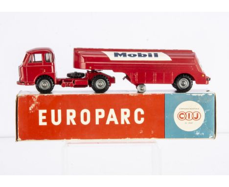 A CIJ Europarc Ref No.4/70 Saviem JL20 Tanker "Mobil", red cab and tanker, 'Mobil' decals, grey plastic hubs, in original box