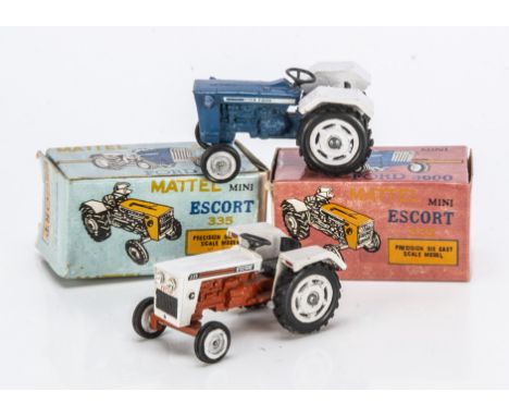 Maxwell Toys For Mattel Mini Tractors, No.1001 Ford 3600, No.1002 Escort 335, in original boxes, VG-E, boxes G (2)