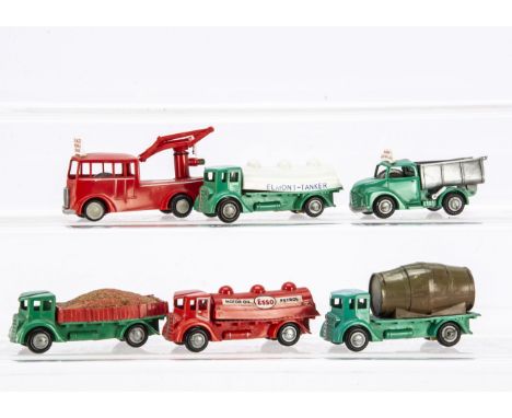 Elmont Plastic Gyro Toys, Overhead Repair Truck, Elmont Petrol Tanker, Esso Petrol Tanker, Sand-Ballast Tipper Truck, Barrel 