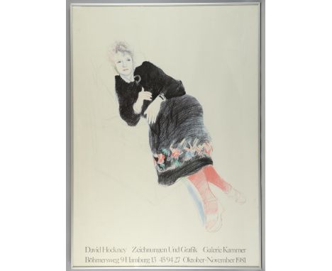 David Hockney poster 'Celia in a black dress', 1981, Zeichnungen und Grafik, Hamburg 1981, 87.5cm x 62cm,  