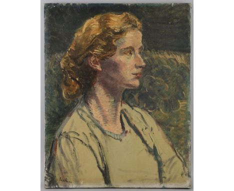 1920's portrait of a women signature indistinct, oil on canvas 51cm x 40cm   