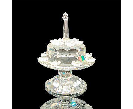 Limited edition to celebrate 5th anniversary of SCS. Clear cake on stand with frosted petals. Swarovski 'SCS 1987-1992' acid 