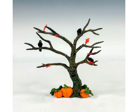 Tree figurine handcrafted and hand-painted resin piece. Features a twisted and gnarled tree with spooky crows and creepy face